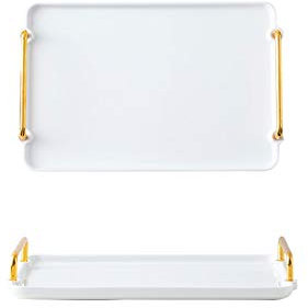 Plateau，Plateau de Service Plateau nordique rectangulaire luxe maison tasse tasse de thé de bouilloire coiffe céramique exquise vent whitedark vert plateau de café pour Café, Thé, Petit Déjeuner