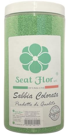 Seat Flor Arena de colores, arena para decoración, arena para bodas, tamaño 0,3/0,7 mm, en bote de 750 g (verde)