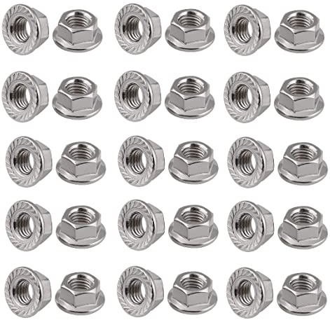 TERF® M4 Serrated Flange Hex Nut M4 (4mm) Hexagonal Serrated Flanged Steel Nuts - Pack of 50