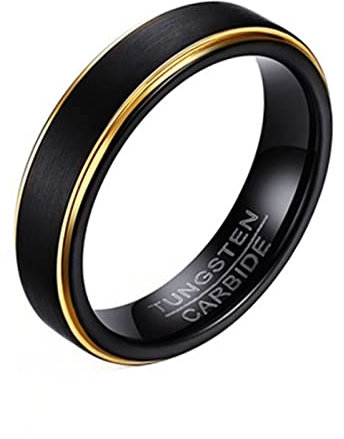 Aotiwe Vintage Männer Ringe, Persönliche Geschenke 5mm Einfaches Ringband Schwarz Gold Größe 65 (20.7) für Memoir Weihnachten
