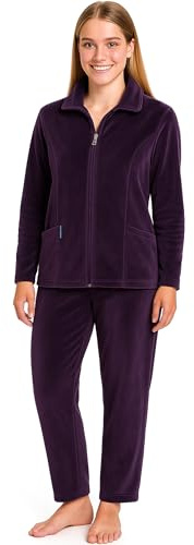 Morgenstern, tuta da donna, set, tuta da jogging, tuta da tempo libero, in tessuto Nicki, 2 pezzi, a maniche lunghe, giacca e pantaloni lunghi, borgogna, M