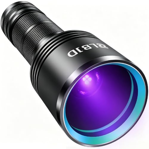 LBJD Linterna de luz negra, linternas UV filtradas recargables de 365 NM con batería de alta potencia para detección de orina de mascotas, curado de resina, escorpiones, caza de rocas, fugas de coche