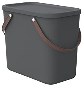 Rotho Albula Aufbewahrungsbox 25l mit Deckel, Kunststoff (PP recycelt), anthrazit, 25l (40.0 x 23.5 x 34.0 cm)