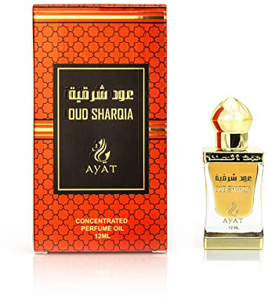 AYAT PERFUMES – Huile Parfumée OUD SHARQIA de Dubaï 12 ml – Musk Halal Sans Alcool – Attar Extrait de Parfum pour Femme & Homme – Senteur Arabian Parfum Oriental – Fabriqué aux Émirats