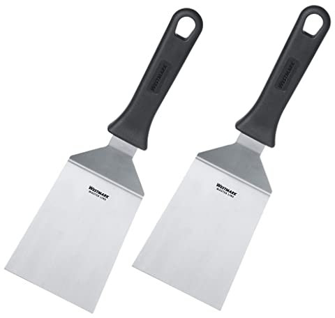 Westmark 2 Profi-Wender/Grill-Spachtel, Gewinkelt, Starr, Geschlossen, Klingenmaß: 9 x 11,5 cm, Länge: 29 cm, Rostfreier Edelstahl/Kunststoff, Master Line, Schwarz/Silber, 134422E3