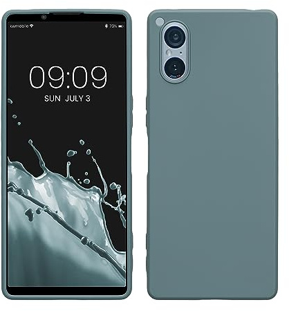 kwmobile Hülle kompatibel mit Sony Xperia 5 V Hülle - weiches TPU Silikon Case - Cover geeignet für kabelloses Laden - Arctic Night