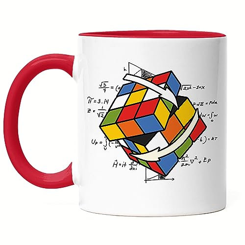 Hey!Print Zauberwürfel Tasse Rubik Cube Magic Würfel Retro Rubi Vintage Nerd Tasse Rot