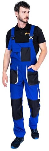 MAZALAT work wear Mono Azul - Mono de trabajo para hombre unisex de tela resistente con rodilleras reforzadas | Clasificación de trabajo para hombre agricultor, mecánico, pintor, jardinería