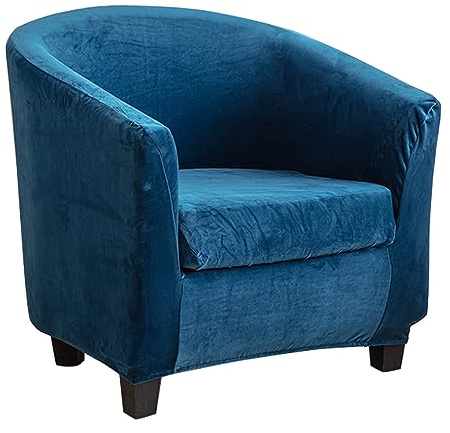 Meigeh Sesselbezug Samt Sesselschoner 2 Stück Sesselhusse Stretch Sesselüberwurf Schonbezüge Cocktailsessel für Tullsta Stuhl Pfauenblau