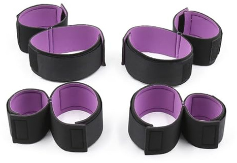 4 Stück Fesselset Handgelenk und Knöchel Manschette Schwamm Klettverschluss Handschellen SM Bondage Straps Set für Paare Erotik Extrem Sex Spiel Arm Zu Oberschenkel Bindung Kit,Schwarz,Set