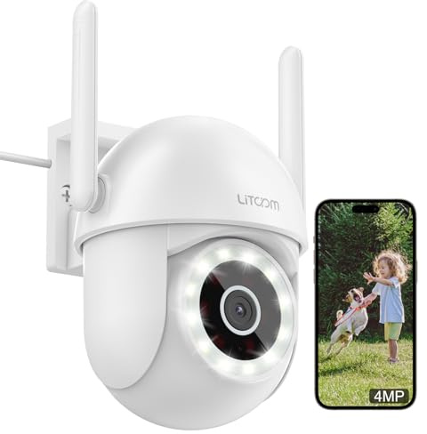 litokam 2.5K Security Camera Outdoor, 2.4G Wi-Fi Camera for Home Security Outdoor with Smart Motion Detection, 360° PTZ Surveillance IP Home Cam Outside with Color Night Vision, Siren & 2-Way Talk