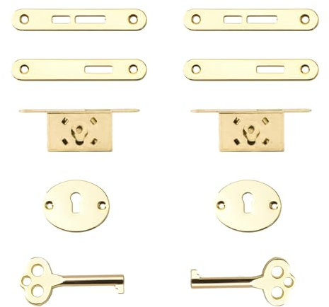 INCREWAY Cerraduras de gabinete antiguas, 2 juegos de cerradura decorativa exquisita para caja de joyería con llaves, aleación de zinc, cerraduras pequeñas duraderas para armario de muebles, color