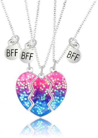Collares de amistad BFF, 3 piezas BFF collares amistad Best Friends BFF Collar de amistad, collares de mejor amiga, cadena con colgante de corazón, regalos para hermanas y mejores amigos