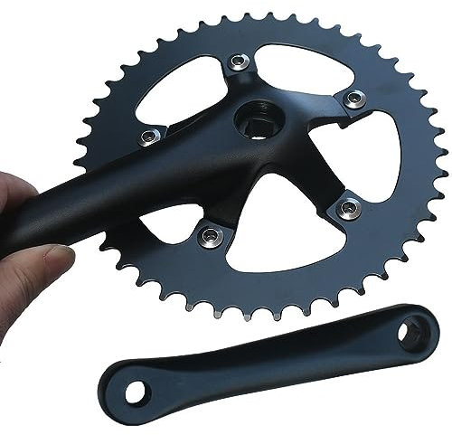 FFYUTING Schwarze 170 mm Rennrad-Kurbelgarnitur, Fahrrad-Kurbelarm-Set, 110 BCD, 44 T/46 T/48 T, quadratisch, schmal, breit, Kettenblatt, kompatibel mit Klappfahrrädern