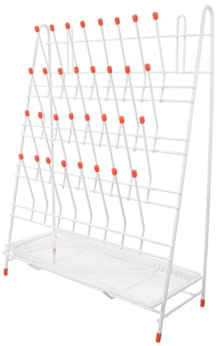 iplusmile Lab Tube Drying Rack 4-Layer 32-Peg Black PP – Fast Drain Tray for Beakers & Test Tubes – Space-Saving Lab Glassware Dryer for School, University &Research
