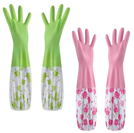 JYJLLM 1 pairs of velvet cleaning rubber gloves rubber gloves medium rubber gloves rubber gloves large washing up washing up gloves long rubber long rubber gloves novelty rubber gloves (Bicolor)