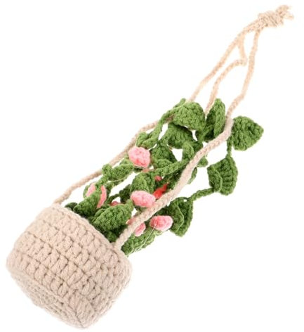 Ciieeo Car Hanging Plant Potted Plant Crochet Craft Ornament for Car Interior Home Wall Decor Cute Swinging Hanging Ornament