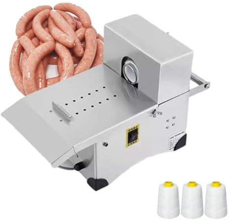 Electric Sausage Tying Machine, Commercial Sausage Linker Machine, Automatic Sausage Stuffer Equipment, Stainless Steel Winding Machine, for Making Hot Dog Bratwurst,220V