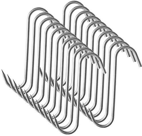 OKUMEYR 20stücke Teiliges Metall S-haken Fleischhaken Spitzes Ende Edelstahl Kleine Fleischaufhänger Vielseitig Für Metzger Jäger Bbq Küche Geeignet
