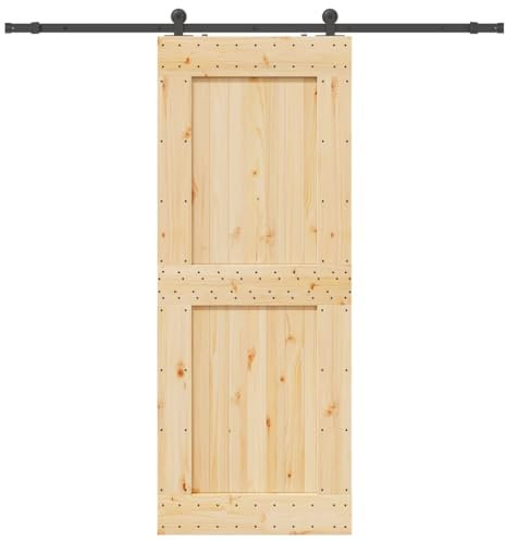 vidaXL Porta Scorrevole con Set Hardware 90x210 cm Legno Massello Pino