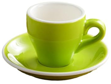 Generico Set di Tazze da caffè Europeo minimaliste Colorate Spesse - Tazze da Latte da 80 ml con Bordo Bianco (Verde 80 ml con Bordo Bianco Spesso)