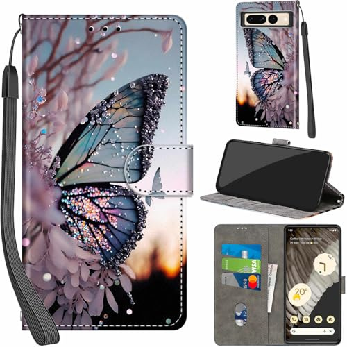 PHINIENLAND Handyhülle für Google Pixel 7 Pro Leder Wallet Tasche Baum | 3 Kartenfächer & 1 Geldfach, Magnetverschluss, Ständerfunktion, robuste premium PU leder klapphülle für Pixel 7 Pro