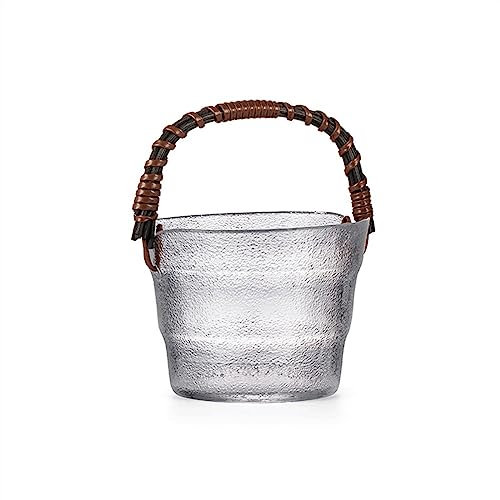 Ice Buckets Rattan Portable Glass Fruit Basket Home Ice Bucket Drink Bucket Water Bucket Champagne Beer Wine Cooler for Cocktail Party Wine Bottle Restaurant Dry Fruit Tray Ice Bucket Kits(Coffee Sm