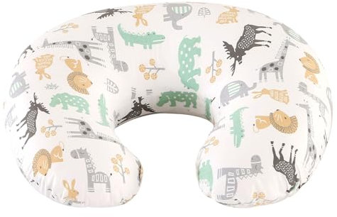 JOVELL Nursing Pillow, Ergonomic Baby Support Pillow Feeding Pillows Nursing Essentials for Bottle and Breastfeeding, Fiber Fill And Removable Cotton Breastfeeding Cover (Cute Animals, Small)