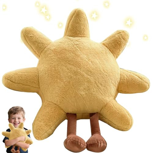 Cojín Decorativo de Sol, 35CM Lindo Cojín de Sol, Amarillo Almohada de Sol, Co-jín de Forma de Sol, Almohada de Felpa para Decoración de Hogar, Niños S-ol Almohada de Peluche Suave, Infantil (B)
