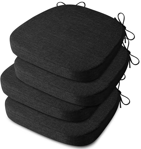 AddGrace Juego de 4 cojines antideslizantes para sillas de cocina, en forma de U, de espuma de alta densidad, duraderos, para asiento de cocina, 41 x 41 x 5 cm, color negro