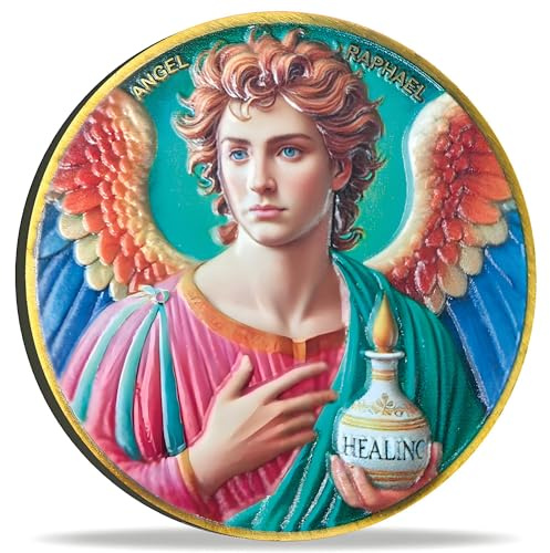 Strugglejewelry Archangel Raphael Healing Prayer Coin - Spiritual Guidance Medallion for Health & Peace - Angelic Protection & Blessing Gift Christian Challenge Coin