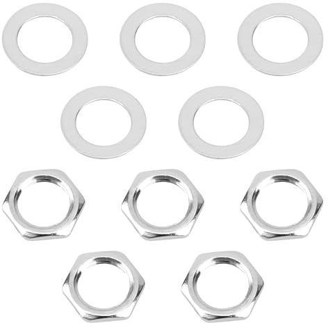 5 Sets Guitar Jack Nut and Washer Kit, 3/8 Input Output Jack Socket Nuts with Washer for Electric Guitar & Bass Replacement Parts (Silver)