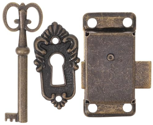 LIFKICH Serratura Per Mobili Antichi in Ferro e Lega Di Metallo Design Vintage Per Armadietti e Cassettiere Con Chiave Kit Di Serrature Per Porte e Frontali Di Mobili