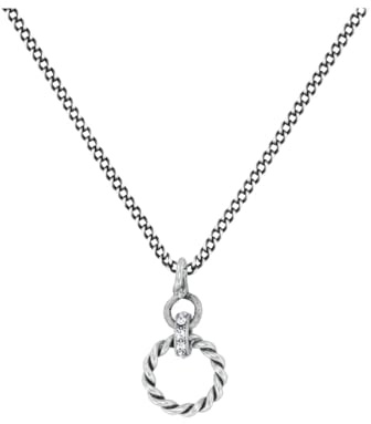 Konplott: Kette/Anhänger Rings & Rhythm small, kleiner runder Kordel-Kreisanhänger mit Kristallsteinen, für Damen/Frauen (silber)