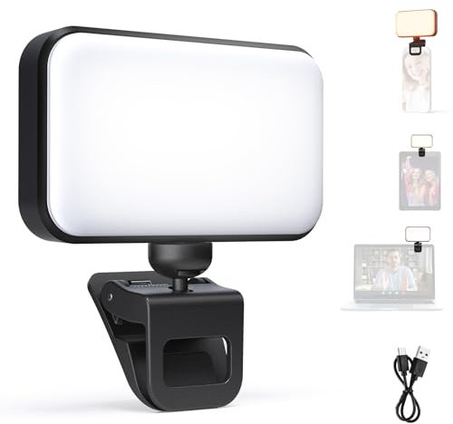 NEEWER ENTRY LEVEL VERSION LED Selfie Light, Luce per Telefono con Clip 54 LED Compatibile con iPhone, CRI88 650mAh, Portatile per Computer Laptop Webcam Zoom Videoconferenza Trucco Registrazione, N8