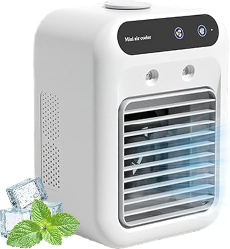 Mini enfriador de agua, Glacier Breeze Ac, aire acondicionado portátil para exteriores, tanque de agua de 500 ml, cable de alimentación USB, 2 velocidades de viento, 2 horas se puede utilizar para una