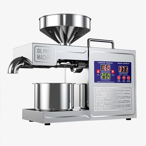 Lissontine Prensa De Aceite Eléctrica Trituradora De Aceitunas 820 W, Máquina para Exprimir El Aceite, Temperatura Ajustable 40-240 °c, Automática Trituradora De Aceite, Cacahuetes Home820W