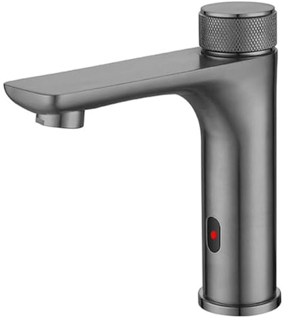 Rubinetto da bagno senza contatto - Acciaio inossidabile nichel spazzolato Sensore mani libere a foro singolo Montaggio sul ponte Design moderno Facile da installare Profondità 6-8 pollici Tecnologia