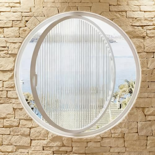 Finestra Rotonda 360° - Finestra Seminterrato Girevole con Maniglie, per Bagno, Camera da Letto e Soggiorno - Finestre di Ventilazione in Alluminio e Vetro Temperato(White2,100cm/39.4in)