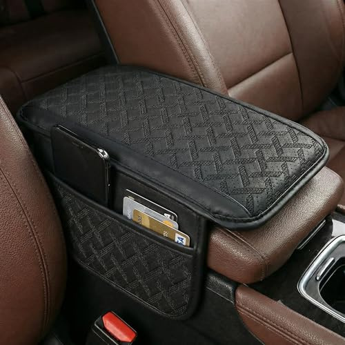 Linkstyle Armlehnen Polster Auto, PU Leder Mittelkonsole Auto Armlehnenschoner mit 2 Autositz Organizer, Armlehnenkissen Schutz für PKW SUV Van Campervan