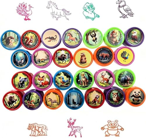 Kinder Stempel, 26 Stück Stempelset Cartoon Kinderstempel, für Klassenzimmer Belohnungen, Party Taschenfüller, Kindergeburtstag Partygeschenk