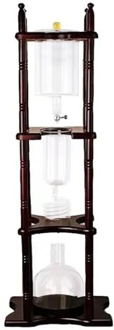 Cafetera de goteo de hielo de 3000ml con soporte de madera maciza, torre de preparación fría de 25 tazas for uso doméstico y de fiesta(Black)