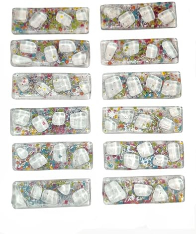 Deverreetdecouleurs Porte-Couteaux en Verre Fusionné Artisanal, Transparent Multicolore, 6 cm x 2 cm, Lot de 12 Pièces, Décoration de Table