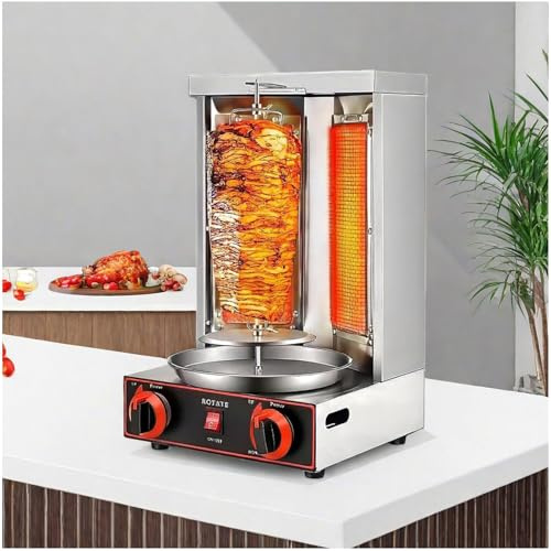 Gyro - Asador de carne vertical para kebab y shawarma, horno de parrilla de acero inoxidable para cocinar, a gas