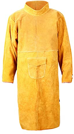ZGUZMCMK Schutzjacke Schweißer Kleidung Arbeitsjacke Flammhemmend mit Robustem Rindsleder für Elektriker Schweißen Gießen Werkstatt, 120cm
