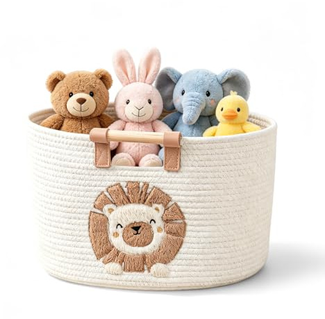 Cesto portaoggetti in corda di cotone, cesto portaoggetti per la cameretta dei bambini, cesto per la biancheria intrecciata, cesto per giocattoli con manico, per la cameretta dei bambini, organizer