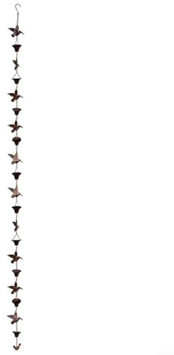 Glomc Catena antipioggia in metallo da 2,6 m per grondaie e decorazioni da giardino, design vintage con ciondolo che migliora gli spazi esterni, finitura blu marrone per patio, cortile e riunioni