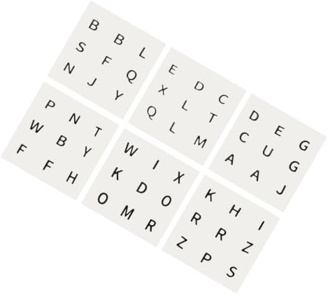 PAMINGONO 6 Fogli di Adesivi Alfabeto Neri in Pvc per Puzzle Cube, Accessori Ausiliari Facili da Applicare, per Utenti Difficoltà Visive e Giocattoli Puzzle