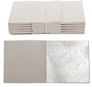 100 Hojas Pan de Plata Auténtico Transferible 50mm x 50mm
