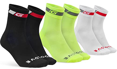 GripGrab Classic Regular Cut Set om 1 och 3 sommarcykelstrumpor racercykel mountainbike inomhus Cycling Cykelsport Strumpor, Svart/vit/gul Hi-Vis – 3 par, 41-44 EU